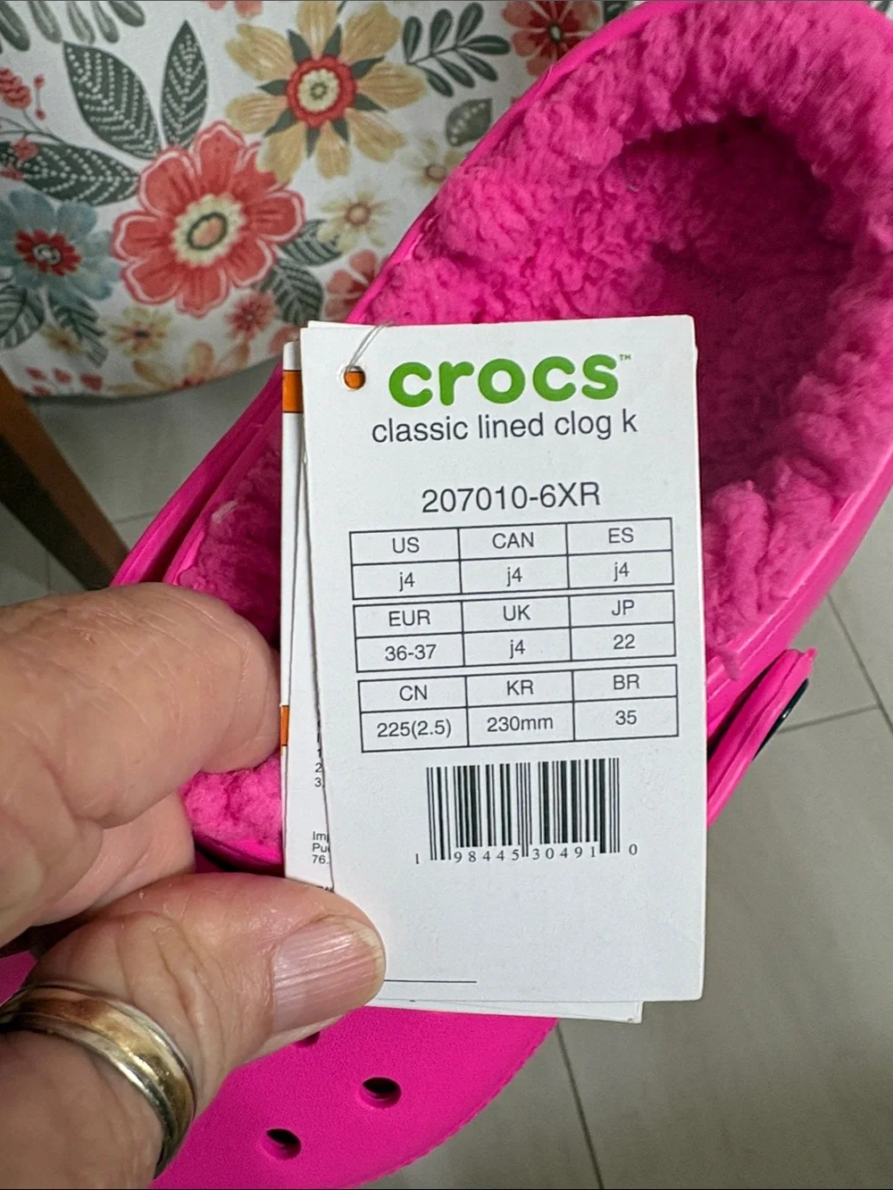 CROCS Kids Classic Lined Clog - Hot Pink